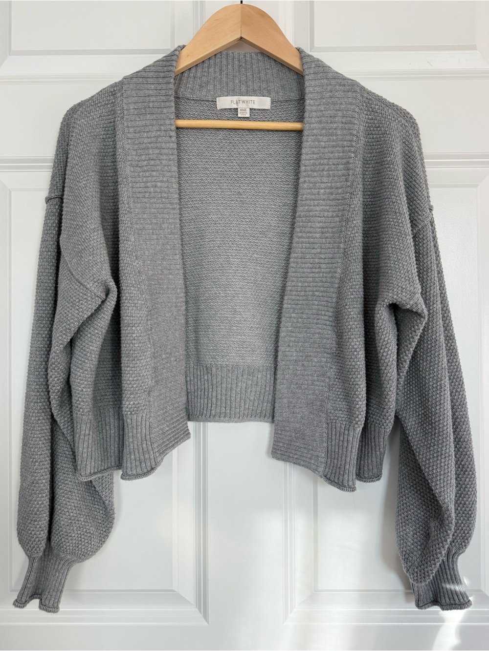 Anthropologie - Cropped Open-Front Gray Knit Cardigan Sweater